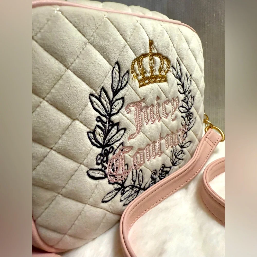 NEW Juicy Couture White Fuzzy Quilted Crossbody Bag